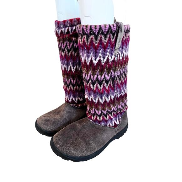 KEEN Girls Pink Plum Chevron Sweater Shearling Lined Pull On Boots 4 Cabincore - Picture 1 of 11